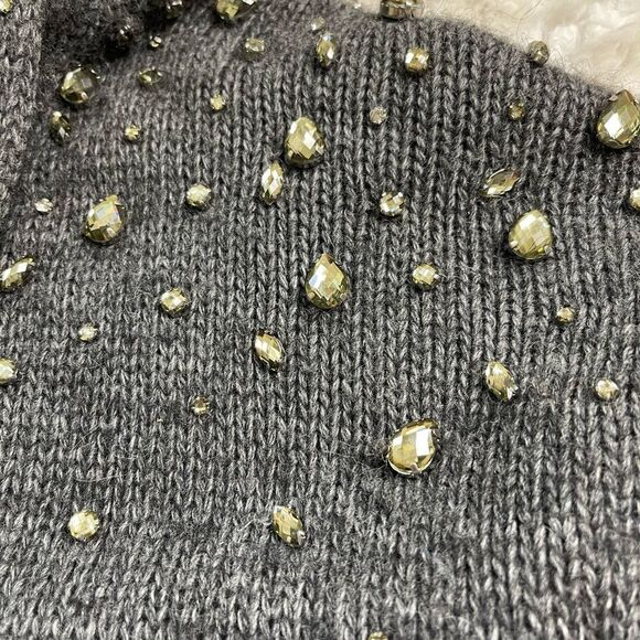Juicy Couture Black Label Dark gray knit Sweater Rhinestone accents.Size XL - Picture 10 of 12